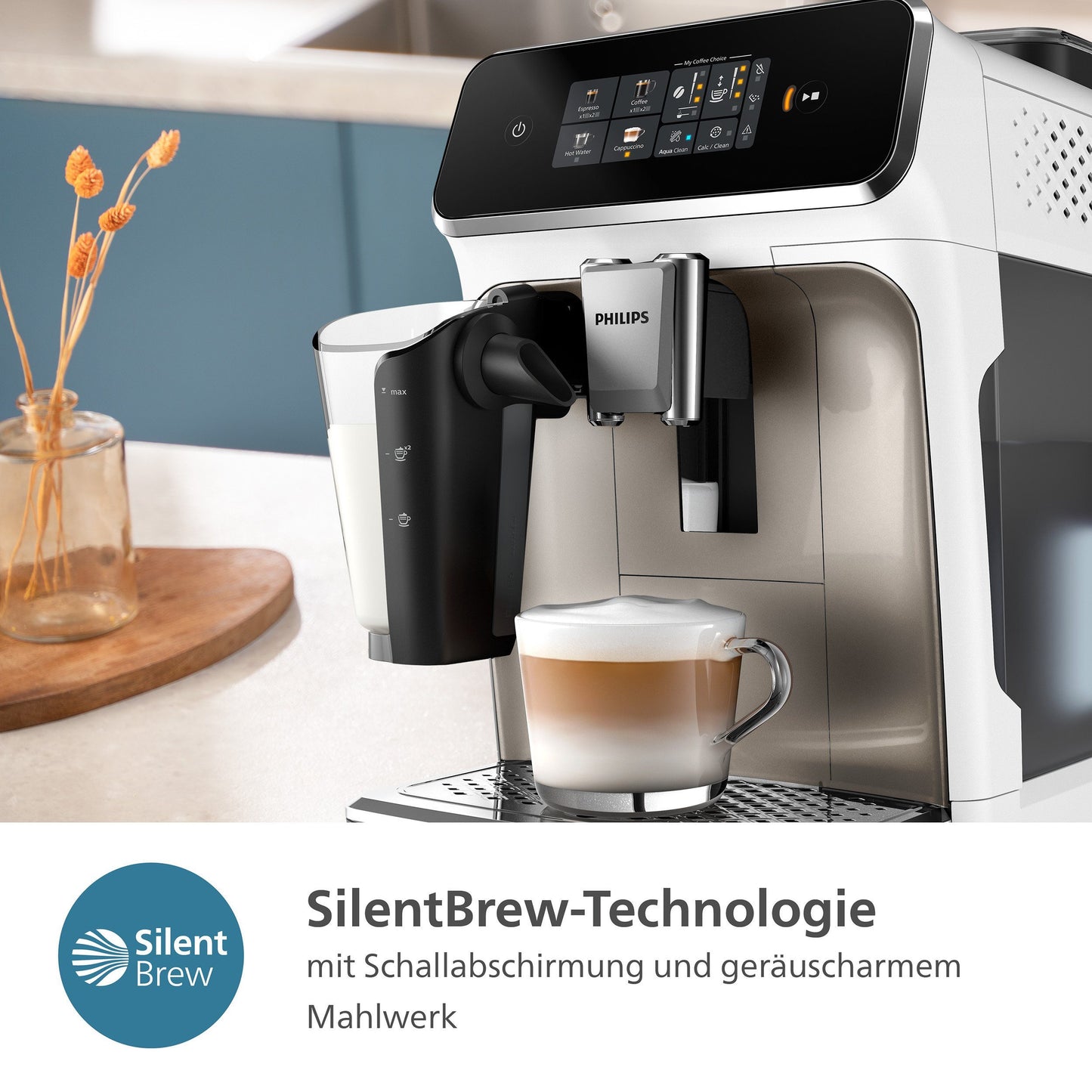 Kaffeevollautomat EP2333/40 2300 Series 4 Kaffeespezialitäten, mit LatteGo-Milchsystem, Schwarz verchromt