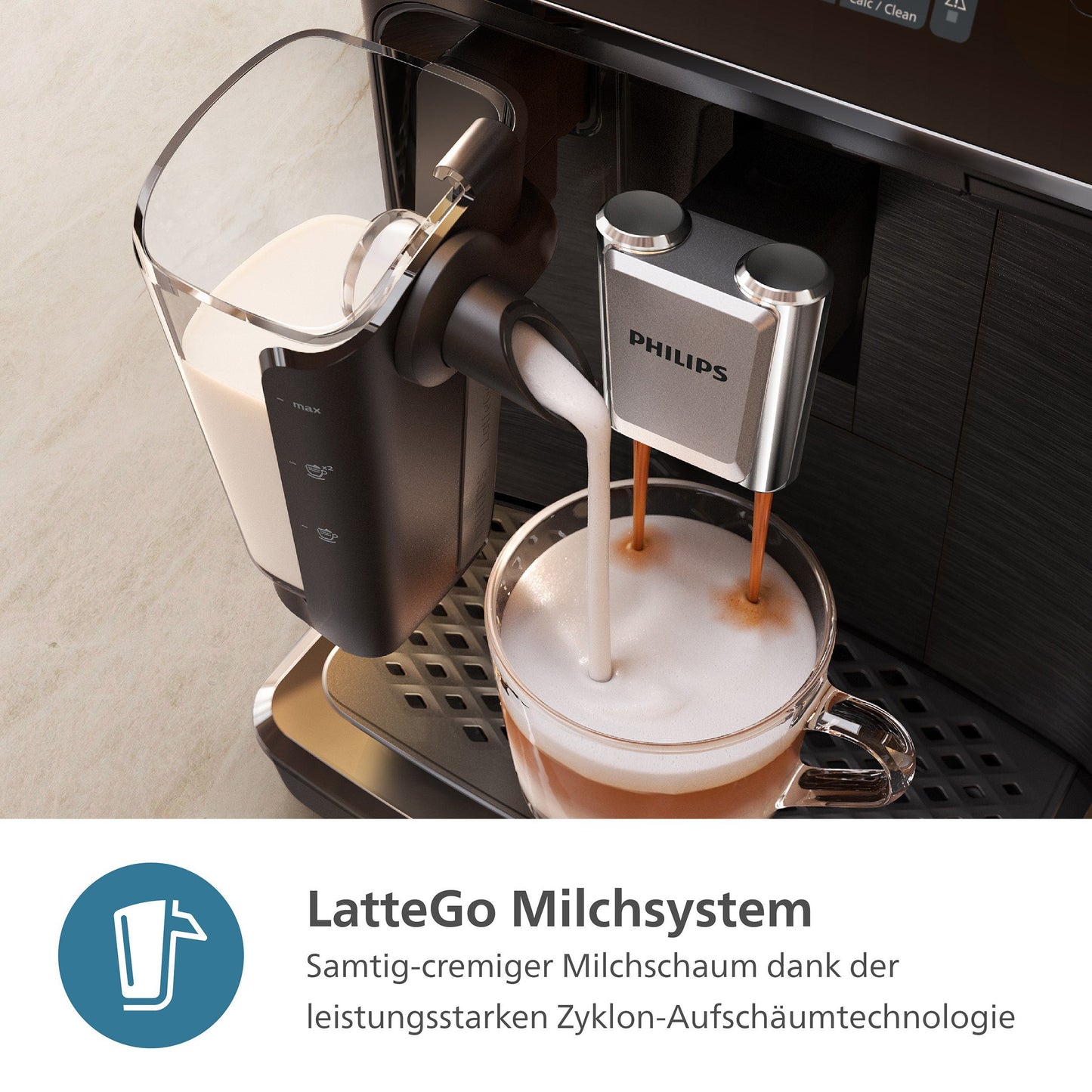 Kaffeevollautomat EP2333/40 2300 Series 4 Kaffeespezialitäten, mit LatteGo-Milchsystem, Schwarz verchromt
